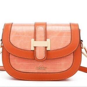 Faux Croc Crossbody Bag